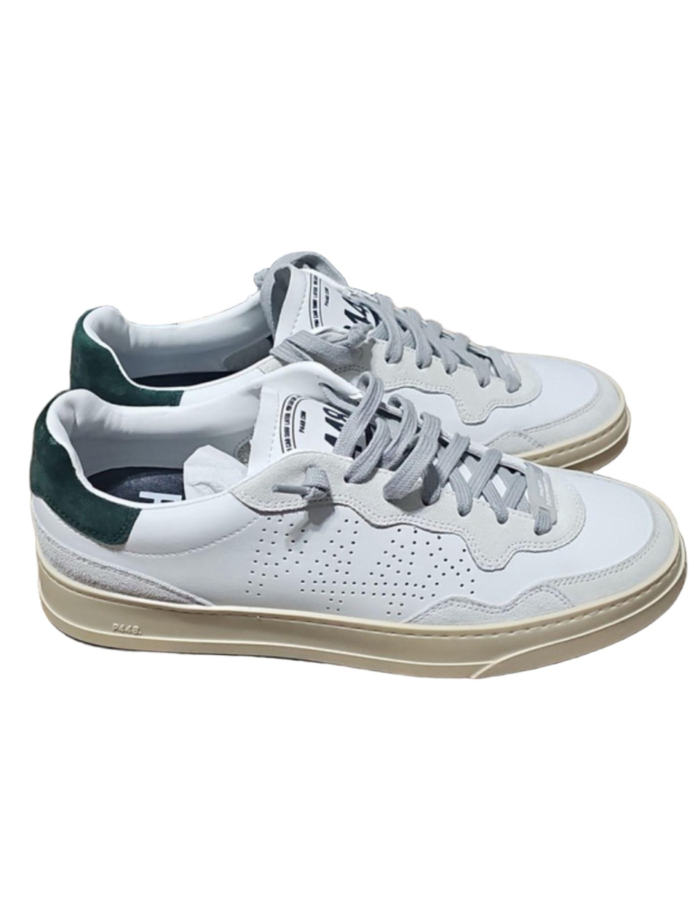 P448 Bali Women Sneakers EU 36 US 6 White Green Leather Low Top Italy NWT - Picture 3 of 6